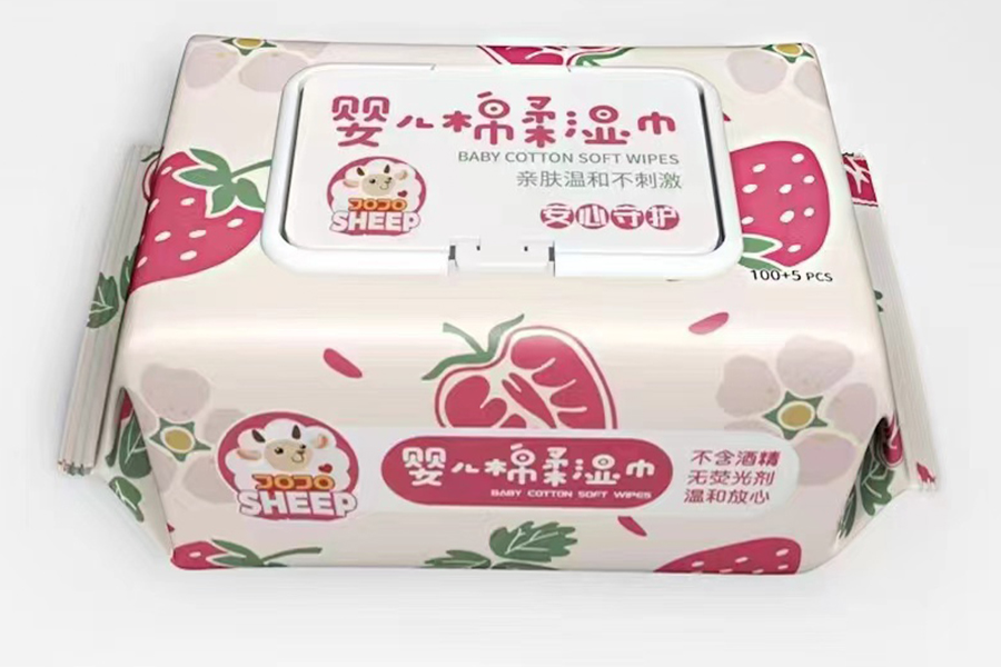 100+5pcs草莓婴儿棉柔湿巾